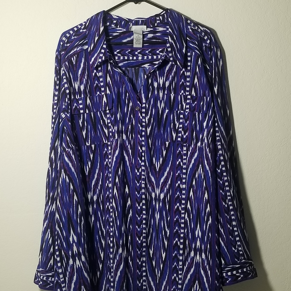 Catherines Purple and White Button Down Shirt